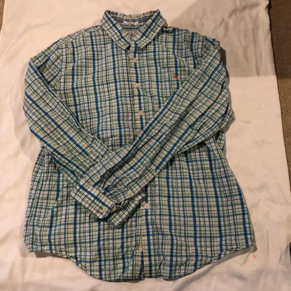 Club Room Men's Plaid Button-Down Shirt - Blue & Green